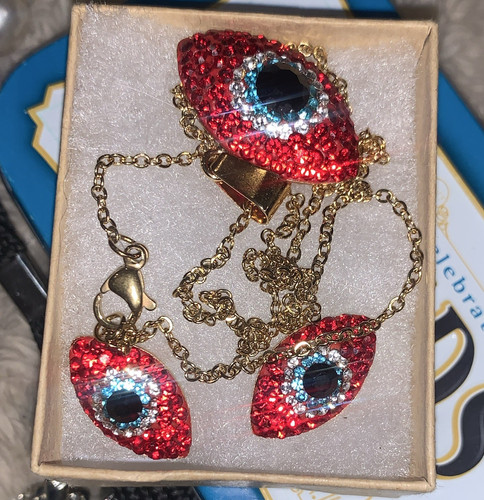 Evil eye crystal jewelry set - crystal,