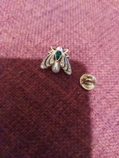 A/Butler and Wilson Small Swarovski Crystal and Faux Pearl Gold Plated Fly Pin