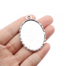 10x Tibetan Silver 30*40mm Oval Cabochon Setting Trays Pendant Bezel Blanks Base