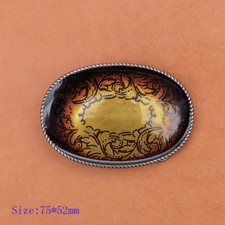 Antique Silver Western Oval Artistic Floral Leather Belt Buckle For 40mm Strap