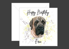 Personalised English Mastiff Dog Birthday Card - Dog Breed Card