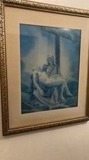 Large Vintage Gilt Framed Jesus And Mary 3 Dimensional Picture 20"