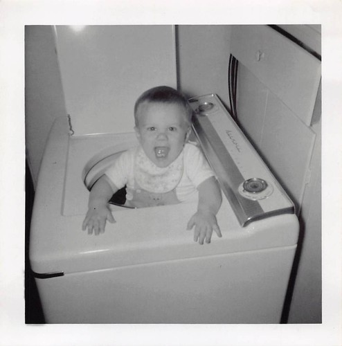 Vintage toddler hiding - hiding, washing