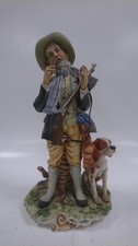 Italian Hunter Figurine with Dog Capodimonte Style 12" Tall Collectable