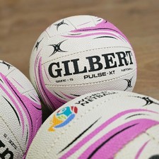 Gilbert Netball PULSE-XT Match Balls - White Pink - Size 5 - Ex Display Free p&p