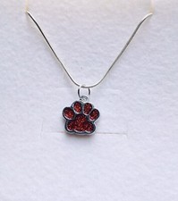 Stunning Red Paw Enamel Pendant And 925 Silver Chain & Twinkle