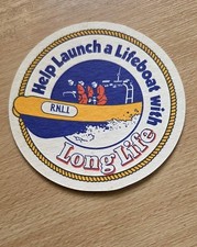 Long Life Help Launch A Life Boat Beer Mat, Vintage