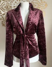 VINTAGE Velvet Military Jacket 8 10 retro Boho 70s Xmas party goth vamp sexy