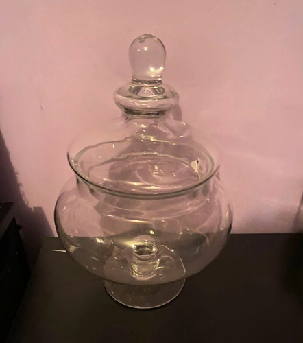 Clear glass round lidded - clear, jar