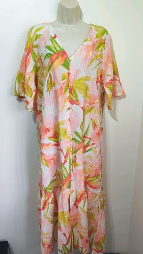 Orange green floral kaftan - green,