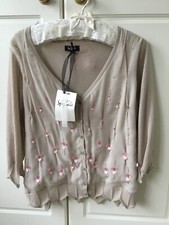 BEAUTIFUL M & S PER UNA SPEZIALE NUDE EMBELLISHED BEADED CARDIGAN BNWT SIZE 16