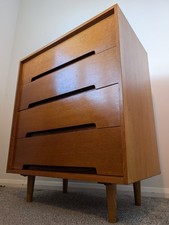 1950s MCM Oak Chest Of Drawers