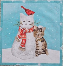 Cat Fabric Panel Cat Christmas