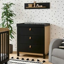 Baby Dresser / Changing Unit - Black & Oak Changer - Rafi Nursery Furniture