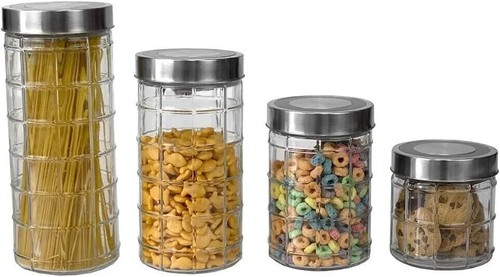 4pc glass storage jars kitchen - 4pc,