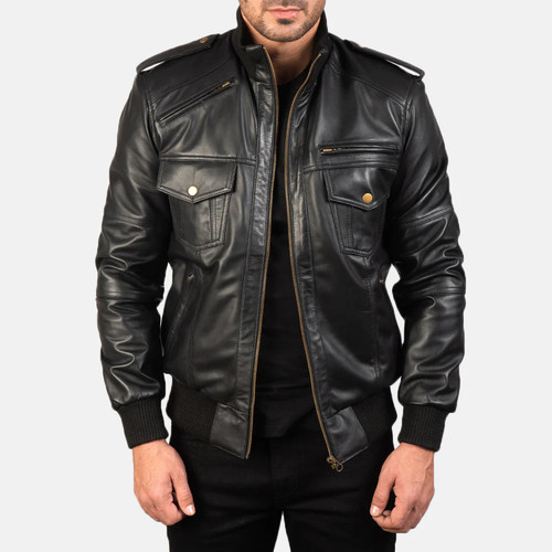 Men black genuine sheepskin - men's,