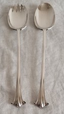 Pair Highly Decorative Walker And Hall Art Nouveau Silver Plated Salad Servers