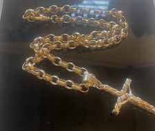 9ct Gold Belcher Chain & Cross