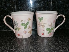 Wedgwood Wild Strawberry Pink Design Mugs x 2.