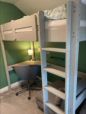 Nöa and Nani Grey High Sleeper Bed frame With John Lewis Mattress, Desk & Chair 