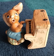 Pendelfin Rabbit The Thumper & Piano 1960's Hand Painted Stonecraft Figurine