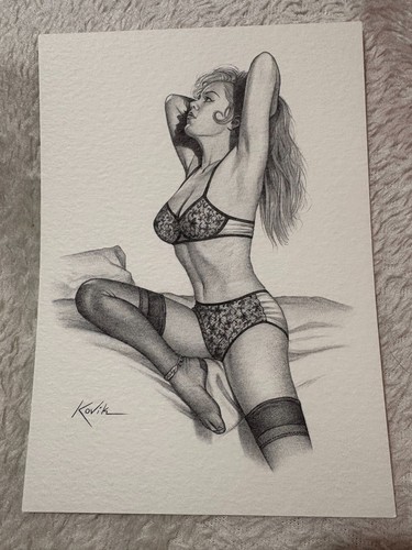 Erotic girl portrait drawing - girl,