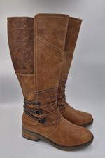 PAVERS Ladies Brown Patterned Detail Cowboy Boots Size UK 5 EU 38