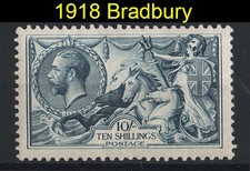 GB 1918 Bradbury 10s seahorse