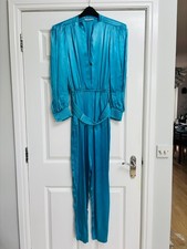 80's Vintage Blue Silky Satin