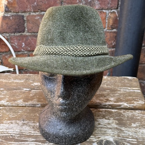 German fedora hat green velour - hat,
