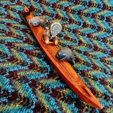 Inuit Soapstone/ Wood Kayak