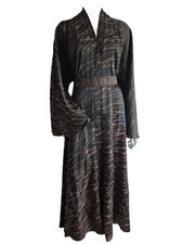 Ladies Winter Open Printed Umbrella Abaya/Jilbab/Dress Black/Brown 52-58 (U02)