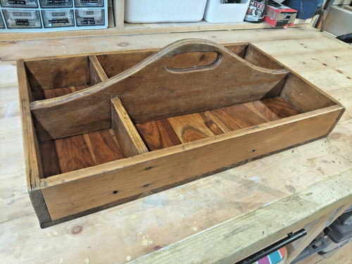 Vintage wooden tool caddy - tool,