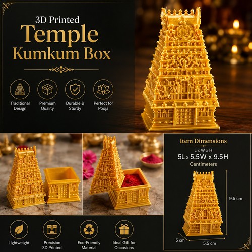 Printed temple kumkum box - printed,