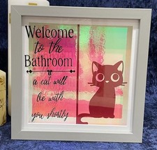 Welcome to the Bathroom White Box Shadow Frame Picture 20cm x20cm