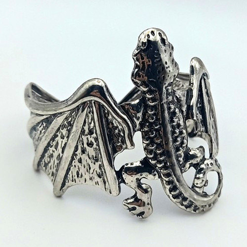 Dragon silver tone metal - dragon,