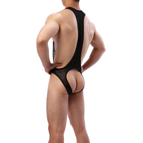 Men leotard bodysuit lace - leotard,