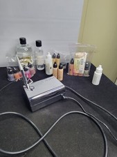 Belloccio AIRBRUSH Dark FOUNDATION MAKEUP SYSTEM Compressor Blush Bronzer Kit