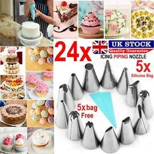 24pcs Icing Piping Nozzle Set – Cake Cupcake Decorating Sugarcraft Tips UK