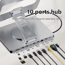 Ipad Holder 10in1 Docking C Hub 4K 60Hz TypeC Adapter USB3.0 5Gbps 100W Charger 