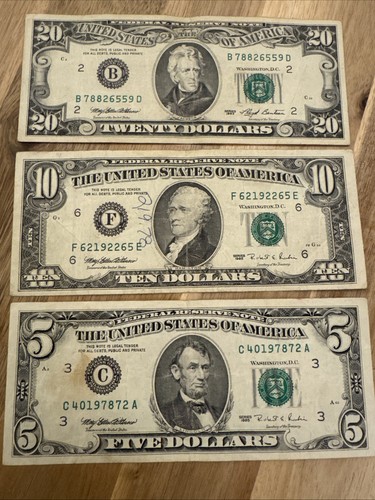 Dollar old paper bill lot - us,