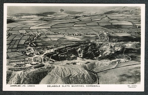Delabole slate quarries aerial - slate,