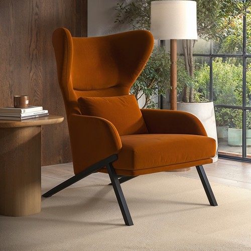 Burnt orange velvet wingback - burnt,