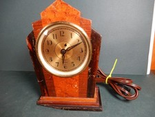 Sangamo Skyscraper MCM Wooden Clock Rough Condition Running Quiet New Cord