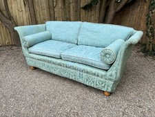 Antique Revival Sofa 2-3 Seater Sofa Art Deco Nouveau Regency Green Blue Fabric
