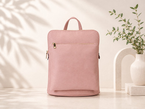 Women leather look backpack - leather,
