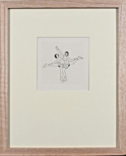 ERIC GILL 1882-1940.  The Skaters. Original WELL OAK FRAMED  Cleverdon Edn 1929.