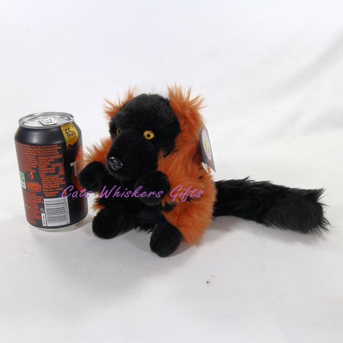 Sitting red ruffed lemur plush - red,