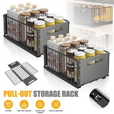 2pcs Pull Out Basket Under Sink Kitchen Cupboard Organiser Storage Rack Drawer