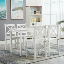 Classic Solid Wooden Dining Table and 4 or 2 Chairs Set Kitchen Home